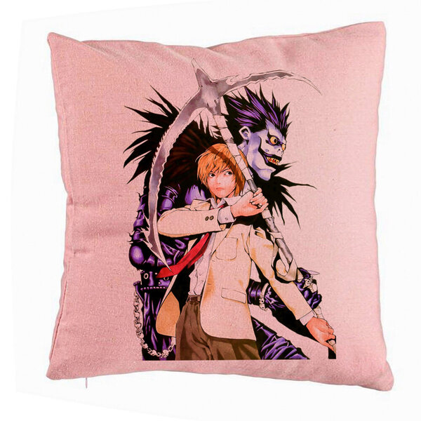 Perna Decorativa cu Deathnote 1, 40x40 cm, Roz, Husa Detasabila, Burduf 5 Perna Decorativa cu Deathnote 1