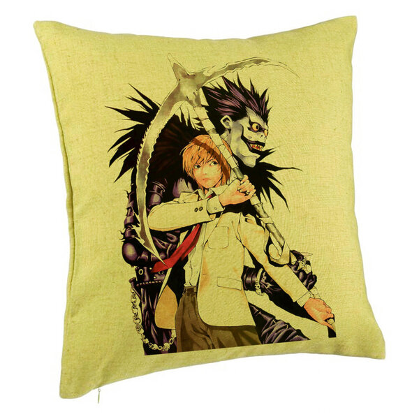 Perna Decorativa cu Deathnote 1, 40x40 cm, Verde, Husa Detasabila, Burduf 5 Perna Decorativa cu Deathnote 1