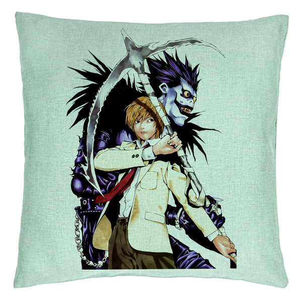 Perna Decorativa cu Deathnote 1, 40x40 cm, Verde Menta, Husa Detasabila, Burduf 5 Perna Decorativa cu Deathnote 1