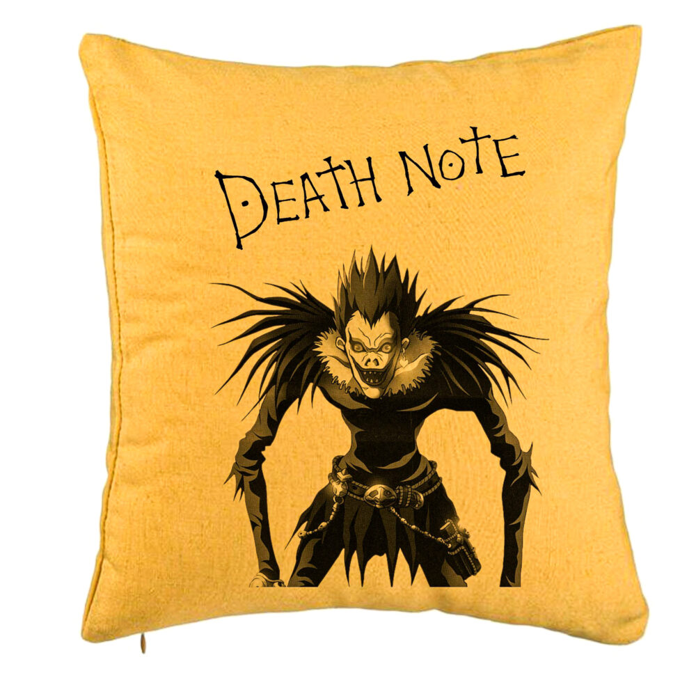 Perna Decorativa cu Deathnote, 40x40 cm, Galben, Husa Detasabila, Burduf 5 Perna Decorativa cu Deathnote