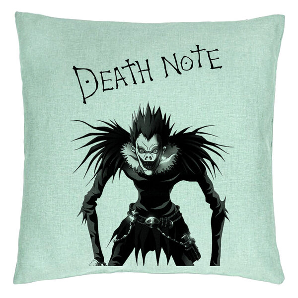 Perna Decorativa cu Deathnote, 40x40 cm, Verde Menta, Husa Detasabila, Burduf 5 Perna Decorativa cu Deathnote