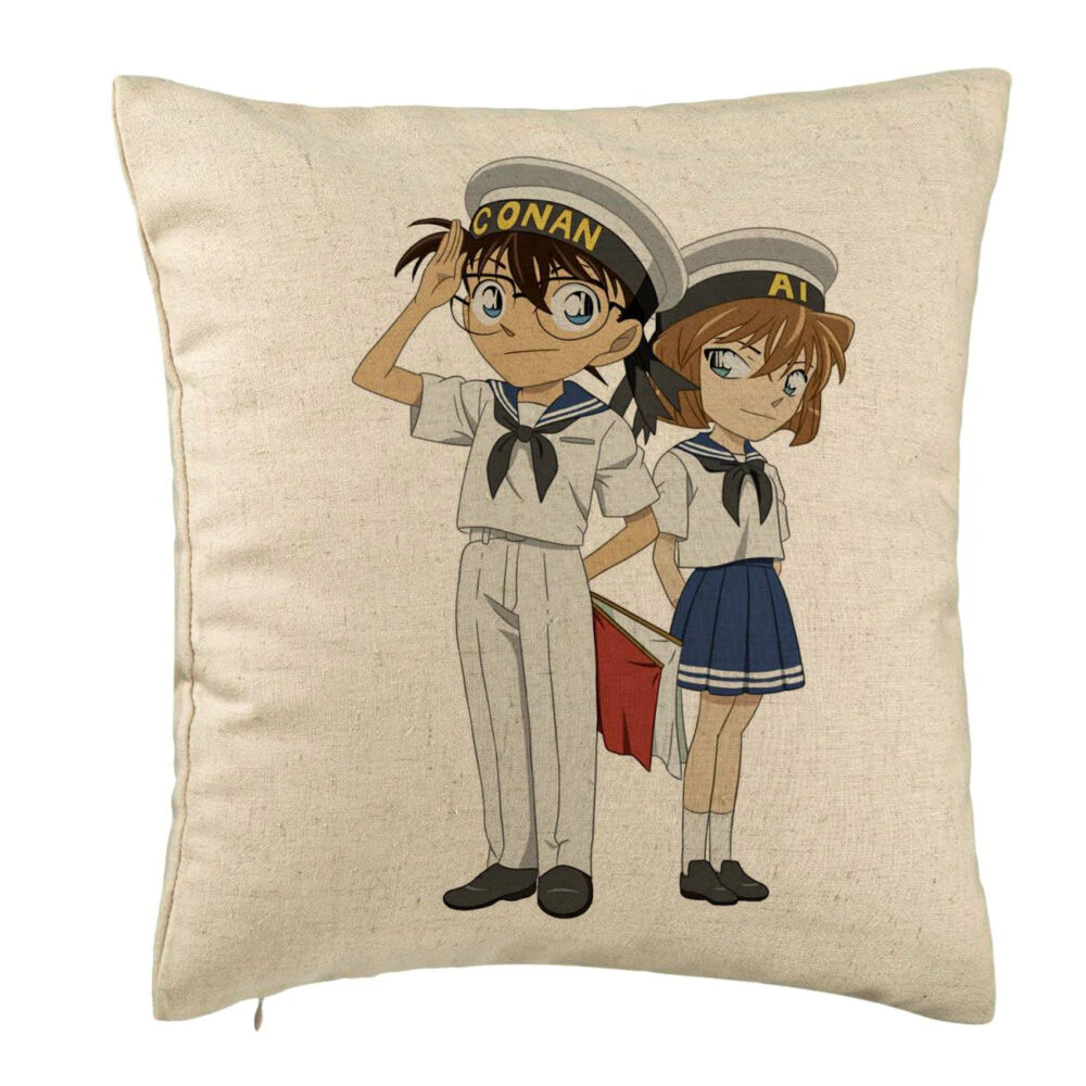 Perna Decorativa cu Detective Conan 2, 40x40 cm, Bej, Husa Detasabila, Burduf 5 Perna Decorativa cu Detective Conan 2