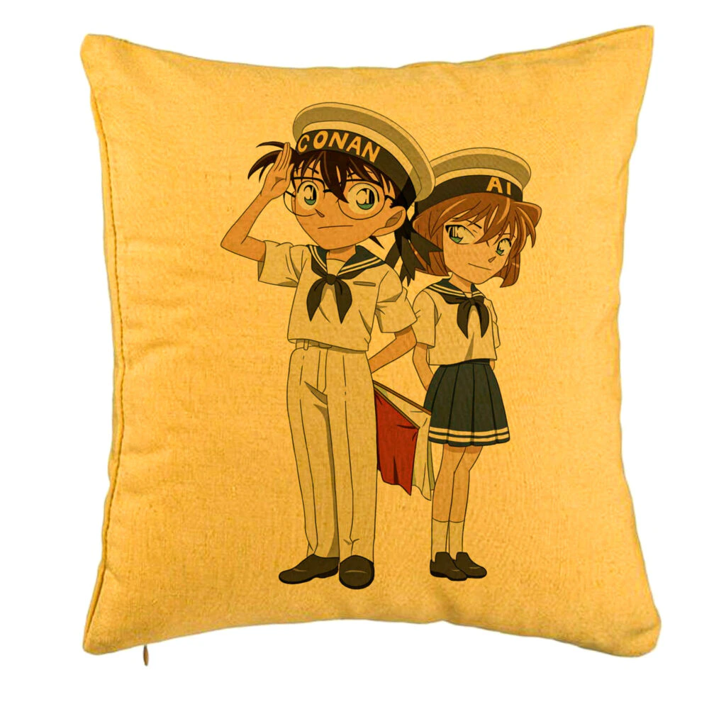 Perna Decorativa cu Detective Conan 2, 40x40 cm, Galben, Husa Detasabila, Burduf 5 Perna Decorativa cu Detective Conan 2