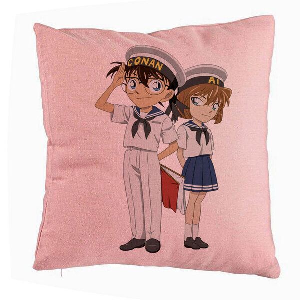 Perna Decorativa cu Detective Conan 2, 40x40 cm, Roz, Husa Detasabila, Burduf 5 Perna Decorativa cu Detective Conan 2