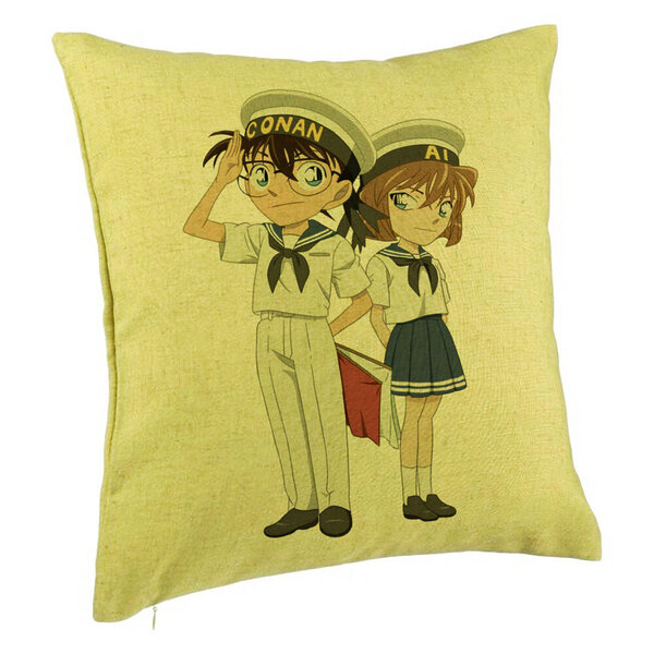 Perna Decorativa cu Detective Conan 2, 40x40 cm, Verde, Husa Detasabila, Burduf 5 Perna Decorativa cu Detective Conan 2