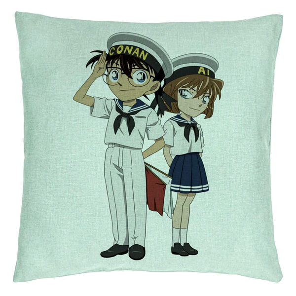 Perna Decorativa cu Detective Conan 2, 40x40 cm, Verde Menta, Husa Detasabila, Burduf 5 Perna Decorativa cu Detective Conan 2