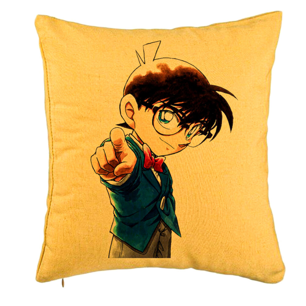 Perna Decorativa cu Detective Conan, 40x40 cm, Galben, Husa Detasabila, Burduf 5 Perna Decorativa cu Detective Conan