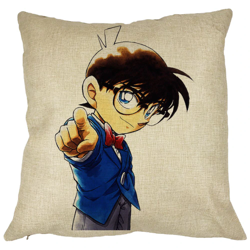 Perna Decorativa cu Detective Conan, 40x40 cm, Husa Detasabila, Burduf 11 Perna Decorativa cu Detective Conan