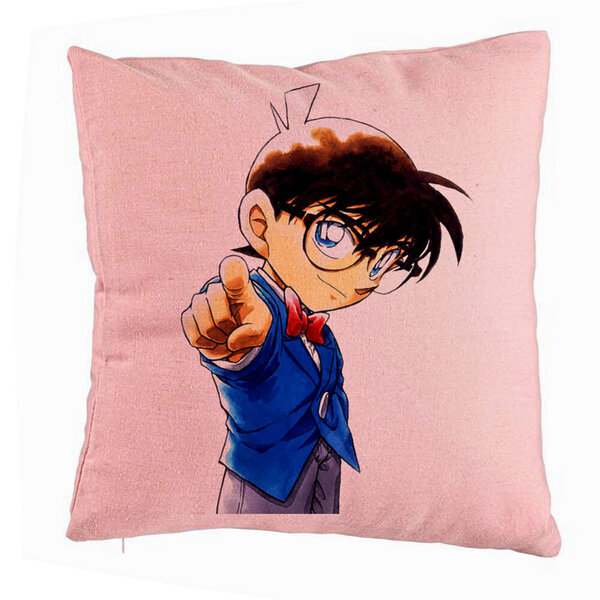 Perna Decorativa cu Detective Conan, 40x40 cm, Roz, Husa Detasabila, Burduf 5 Perna Decorativa cu Detective Conan