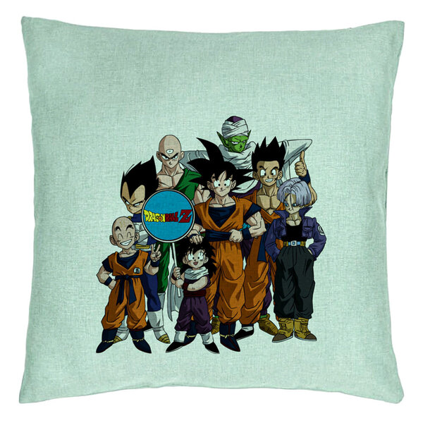 Perna Decorativa cu Dragonball Characters 2, 40x40 cm, Verde Menta, Husa Detasabila, Burduf 5 Perna Decorativa cu Dragonball Characters 2