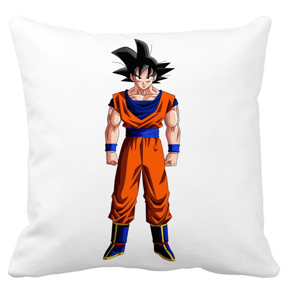 Perna Decorativa cu Dragonball Goku, 40x40 cm, Alba, Mata, Husa Detasabila, Burduf 3 Perna Decorativa cu Dragonball Goku