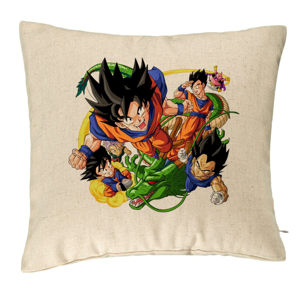Perna Decorativa cu Dragonball characters, 40x40 cm, Bej, Husa Detasabila, Burduf 5 Perna Decorativa cu Dragonball characters