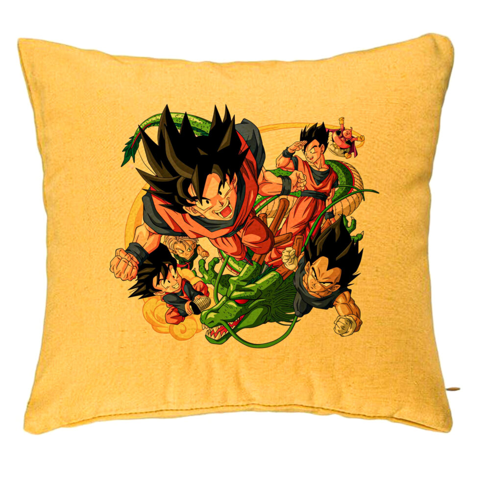 Perna Decorativa cu Dragonball characters, 40x40 cm, Galben, Husa Detasabila, Burduf 5 Perna Decorativa cu Dragonball characters