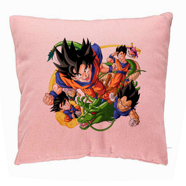 Perna Decorativa cu Dragonball characters, 40x40 cm, Roz, Husa Detasabila, Burduf 5 Perna Decorativa cu Dragonball characters