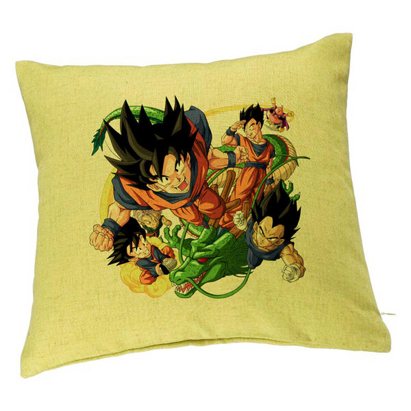 Perna Decorativa cu Dragonball characters, 40x40 cm, Verde, Husa Detasabila, Burduf 5 Perna Decorativa cu Dragonball characters