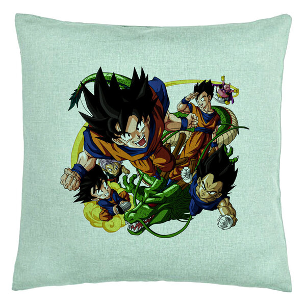 Perna Decorativa cu Dragonball characters, 40x40 cm, Verde Menta, Husa Detasabila, Burduf 5 Perna Decorativa cu Dragonball characters