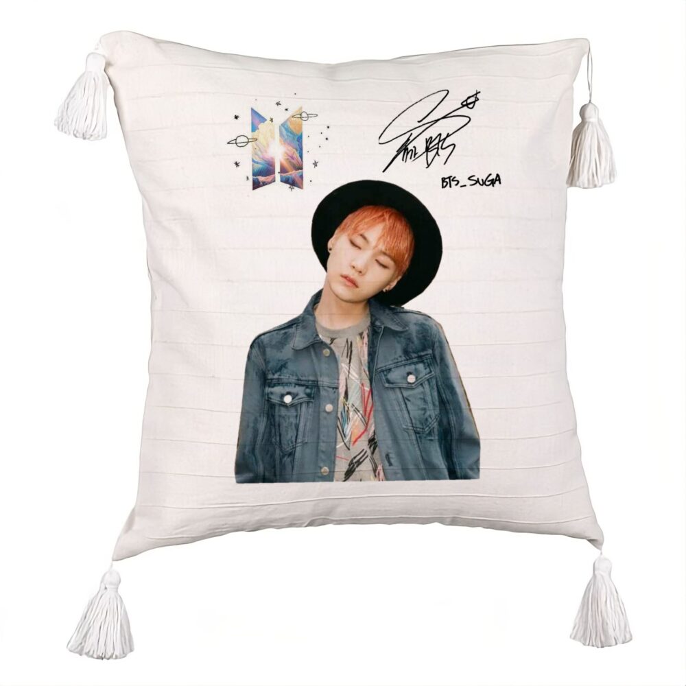 Perna Decorativa cu Franjuri BTS Suga 2, 45x45 cm, Ecru, Cu fermoar 5 Perna Decorativa cu Franjuri BTS Suga 2