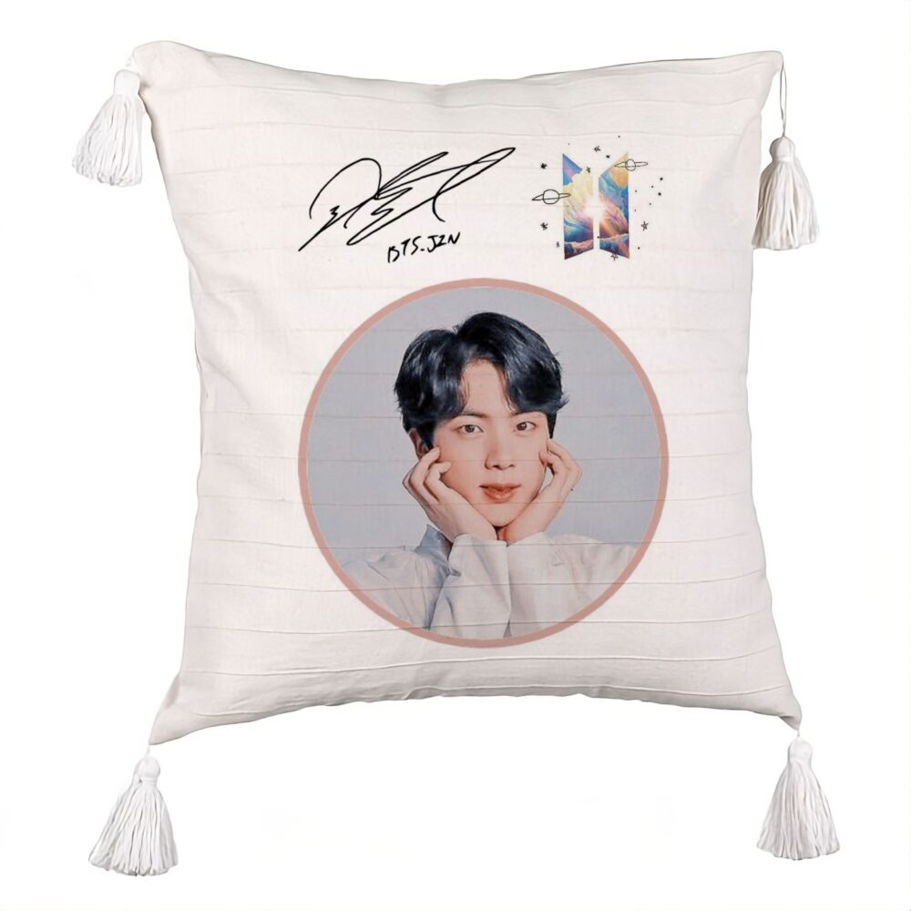 Perna Decorativa cu Franjuri BTS Suga, 45x45 cm, Ecru, Cu fermoar 5 Perna Decorativa cu Franjuri BTS Suga