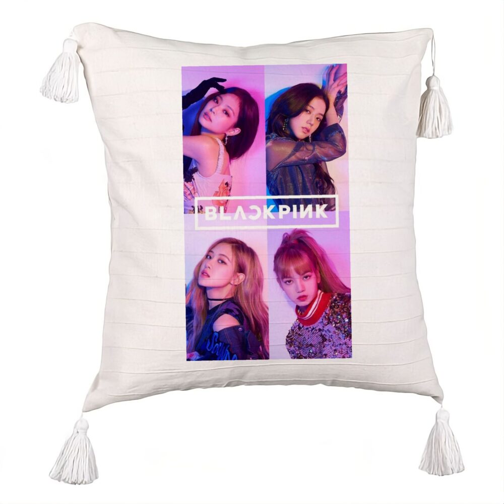 Perna Decorativa cu Franjuri BlackPink, 5, 45x45 cm, Ecru, Cu fermoar 5 Perna Decorativa cu Franjuri BlackPink