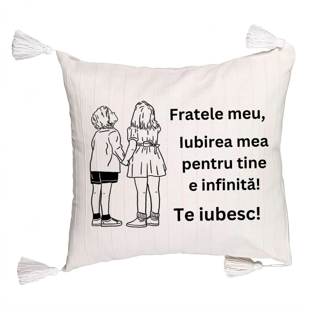 Perna Decorativa cu Franjuri Fratele meu 4, 45x45 cm, Cu fermoar 5 Perna Decorativa cu Franjuri Fratele meu 4