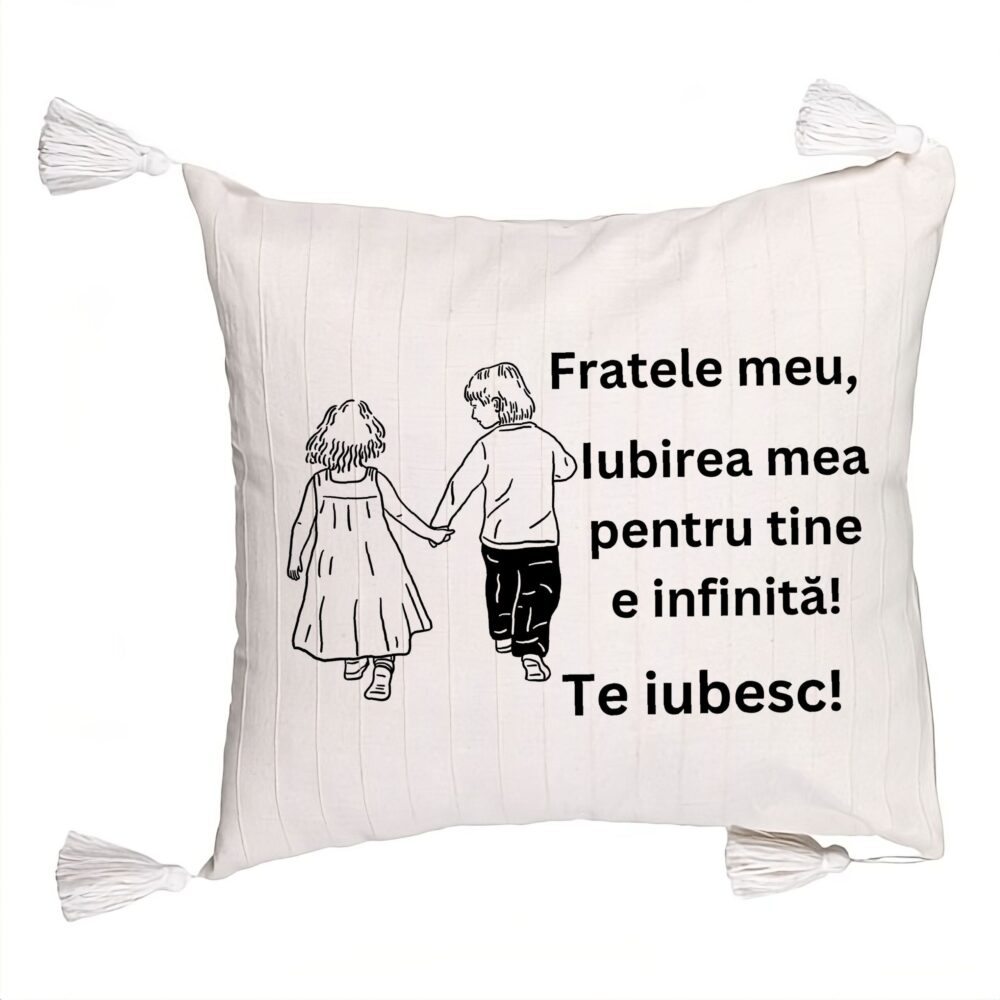 Perna Decorativa cu Franjuri Fratele meu 5, 45x45 cm, Cu fermoar 5 Perna Decorativa cu Franjuri Fratele meu 5