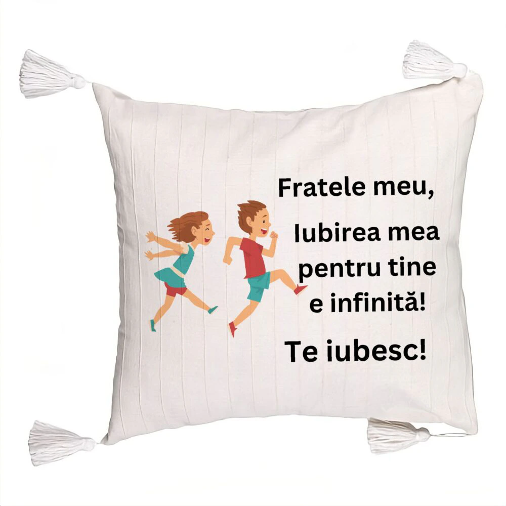 Perna Decorativa cu Franjuri Fratele meu 7, 45x45 cm, Cu fermoar 5 Perna Decorativa cu Franjuri Fratele meu 7