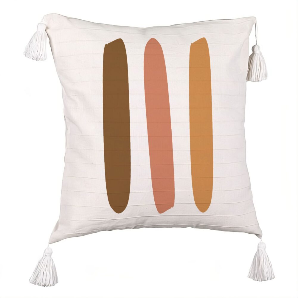 Perna Decorativa cu Franjuri, Model Abstracta 13, 45x45 cm, Ecru, Cu fermoar 5 Perna Decorativa cu Franjuri