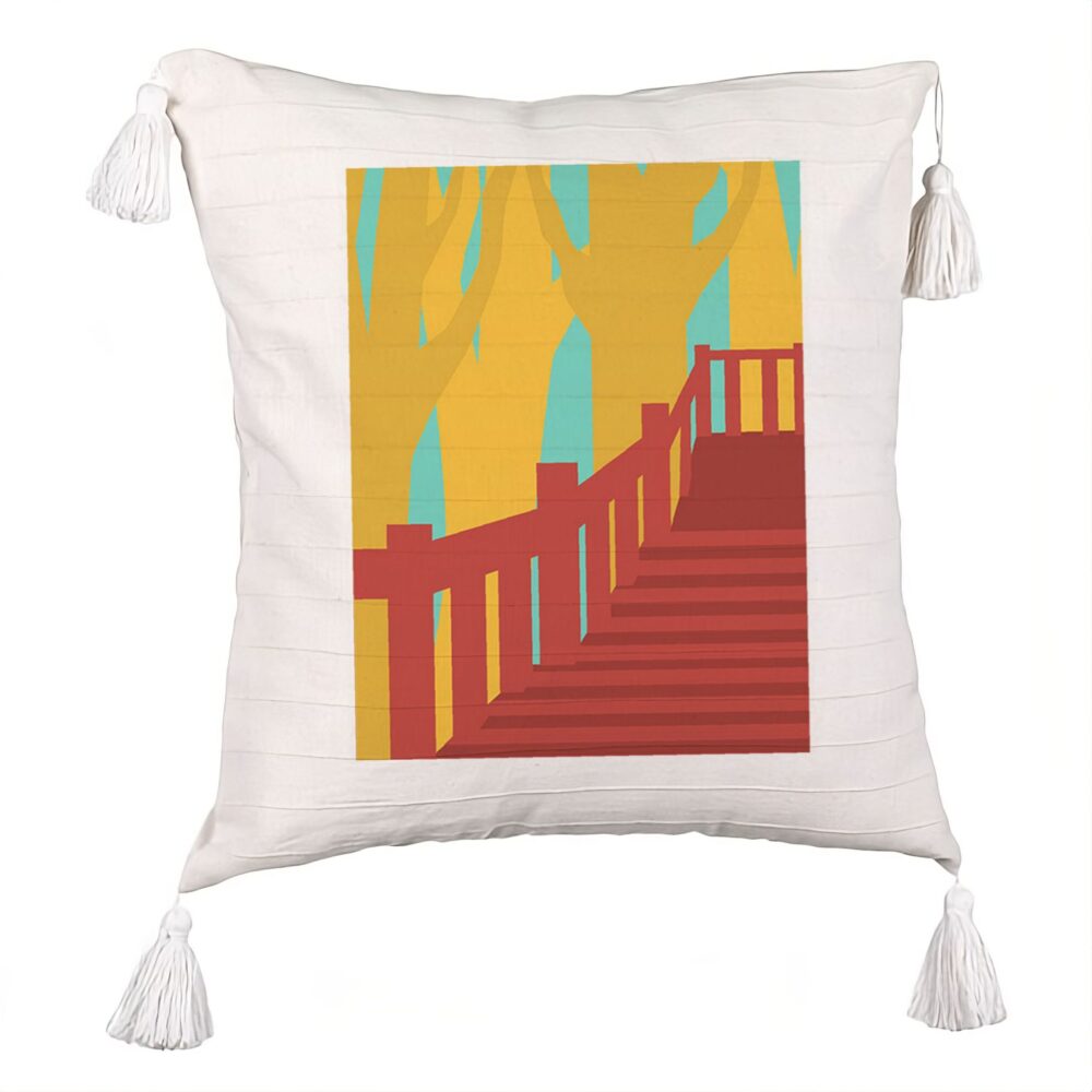 Perna Decorativa cu Franjuri, Model Bridge Art, 45x45 cm, Ecru, Cu fermoar 5 Perna Decorativa cu Franjuri