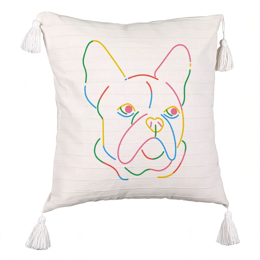 Perna Decorativa cu Franjuri, Model Doggo MultiColor, 45x45 cm, Ecru, Cu fermoar 5 Perna Decorativa cu Franjuri