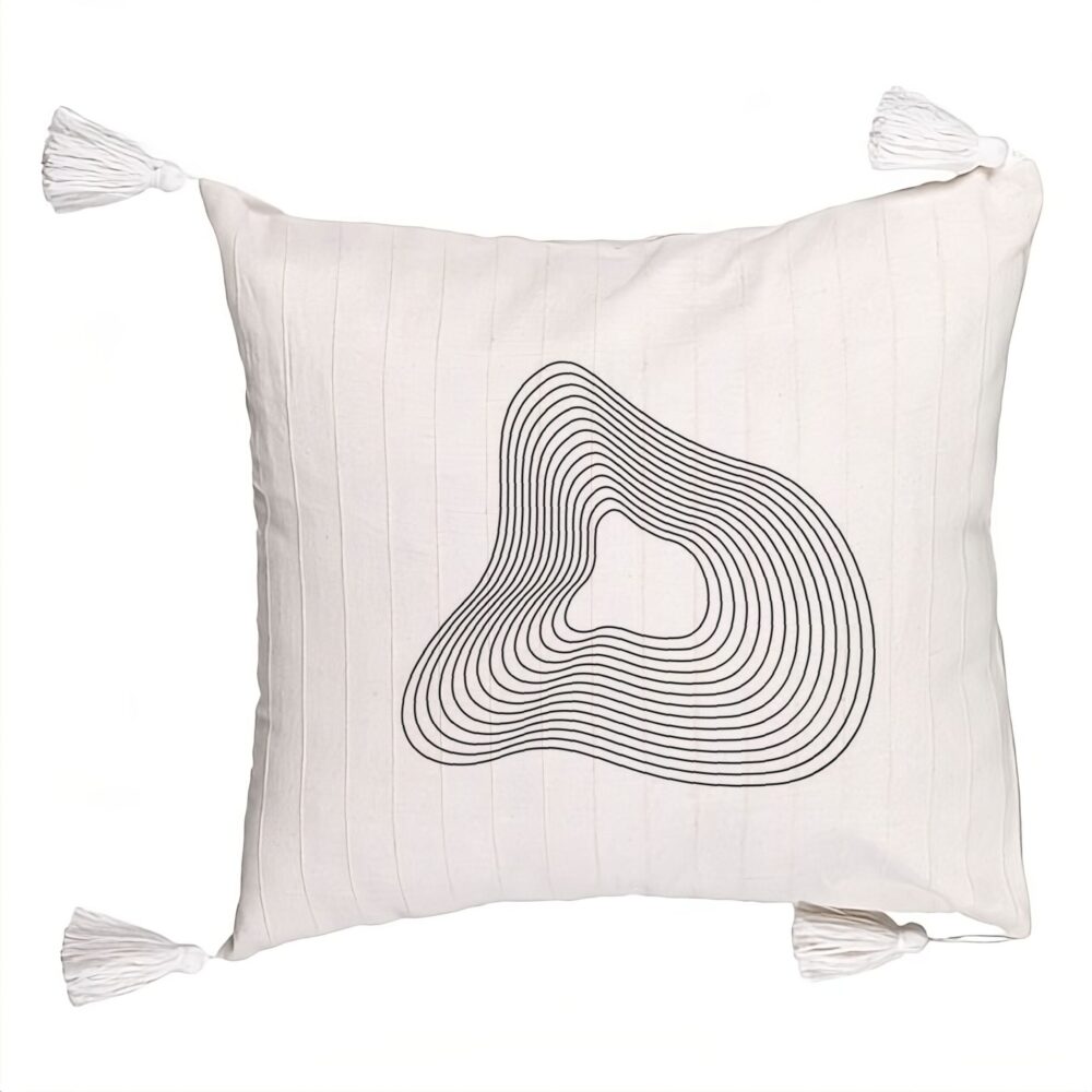 Perna Decorativa cu Franjuri, Model F1, 45x45 cm, Ecru, Cu fermoar 5 Perna Decorativa cu Franjuri