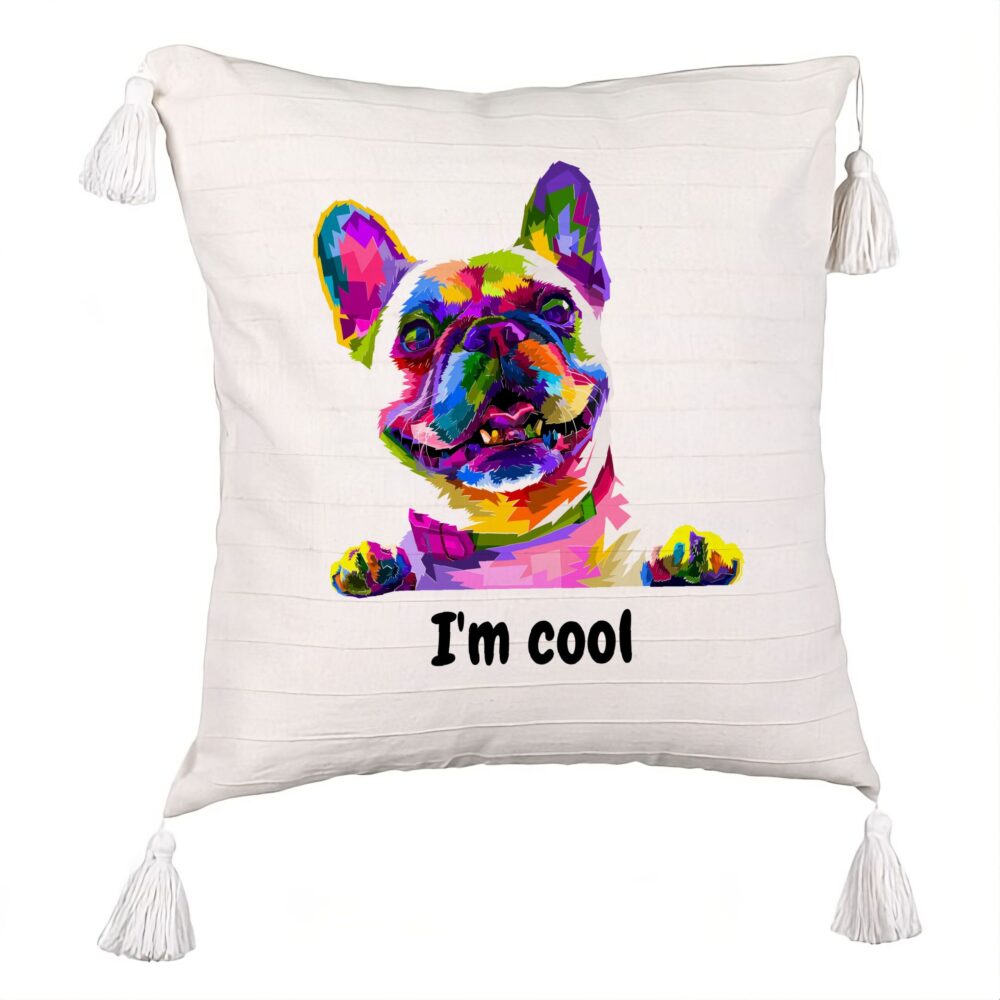 Perna Decorativa cu Franjuri, Model I'm cool Colorful, 45x45 cm, Ecru, Cu fermoar 5 Perna Decorativa cu Franjuri