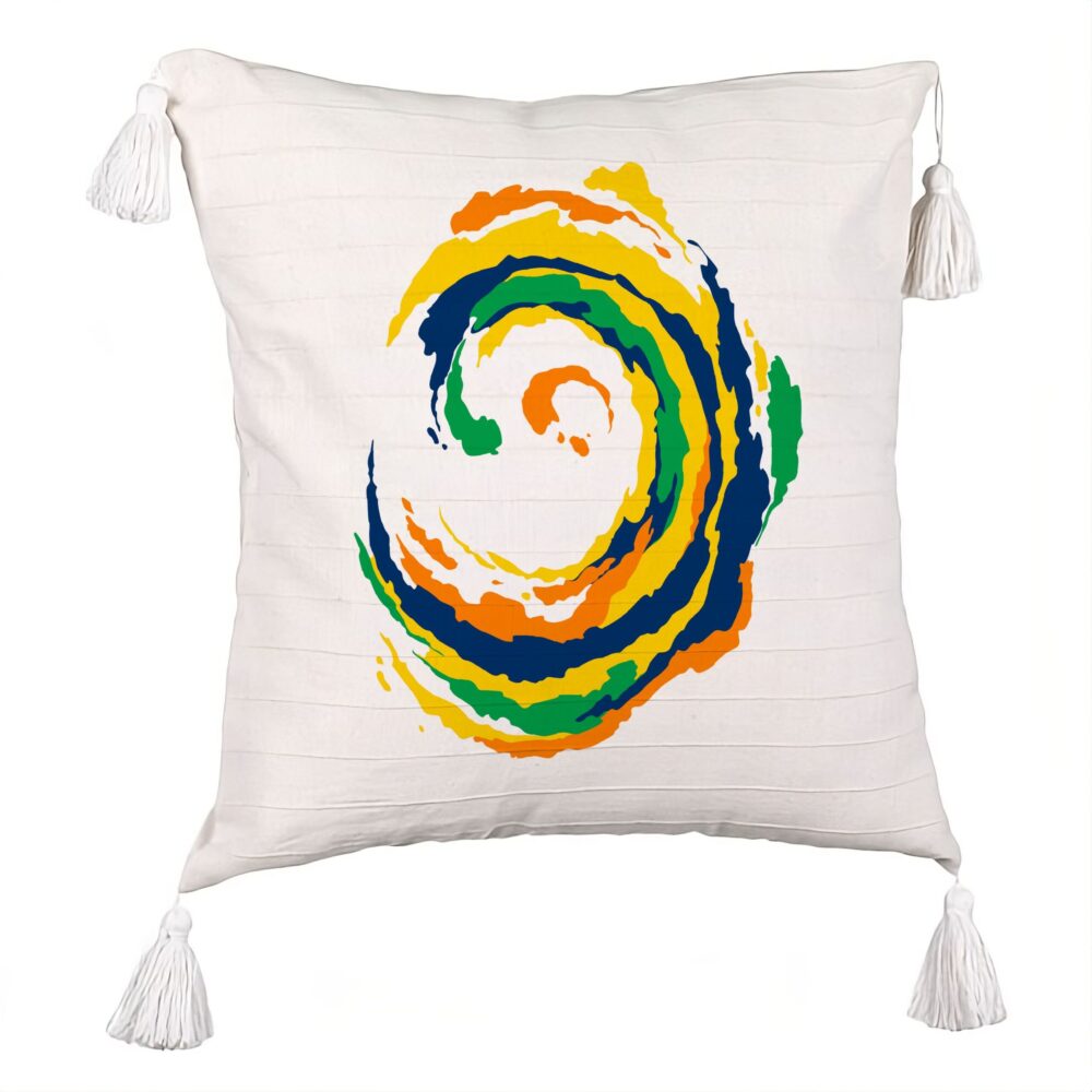 Perna Decorativa cu Franjuri, Model Spirala, MuIicolor, 45x45 cm, Ecru, Cu fermoar 5 Perna Decorativa cu Franjuri