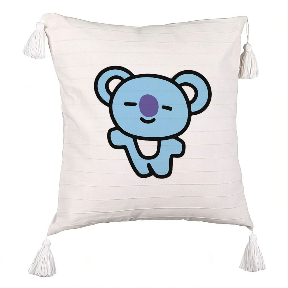 Perna Decorativa cu Franjuri, Model Ursulet Koala, 45x45 cm, Ecru, Cu fermoar 5 Perna Decorativa cu Franjuri