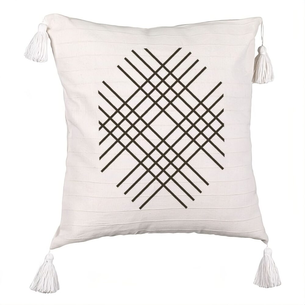 Perna Decorativa cu Franjuri, Model Vera, 45x45 cm, Ecru, Cu fermoar 5 Perna Decorativa cu Franjuri