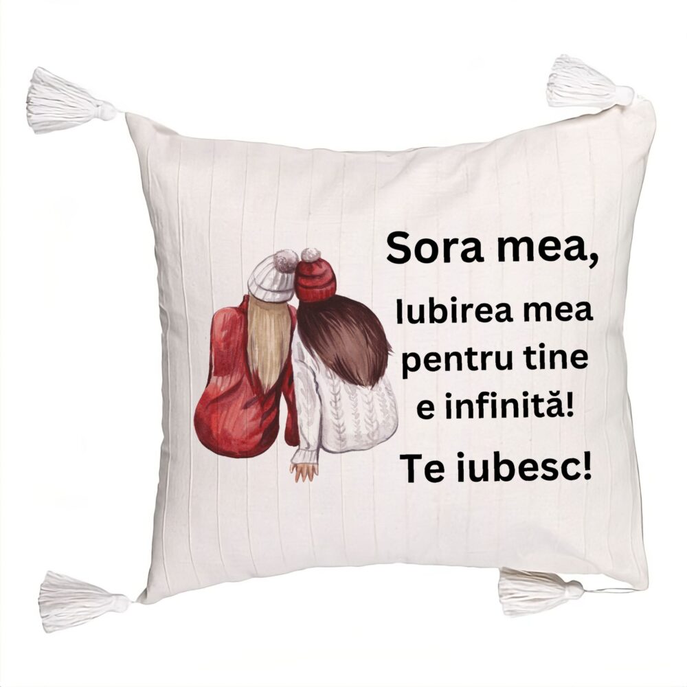 Perna Decorativa cu Franjuri Sora mea 1, 45x45 cm, Cu fermoar 5 Perna Decorativa cu Franjuri Sora mea 1