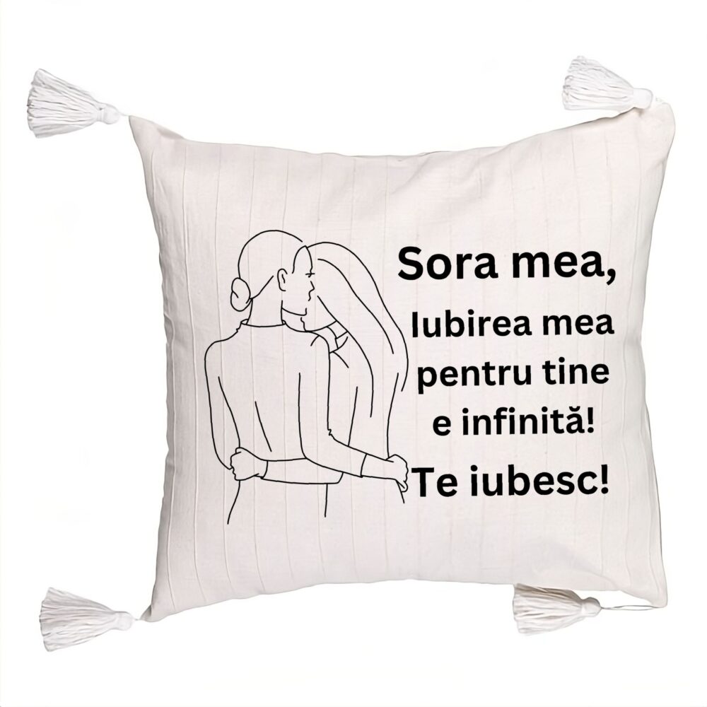Perna Decorativa cu Franjuri Sora mea 10, 45x45 cm, Cu fermoar 5 Perna Decorativa cu Franjuri Sora mea 10