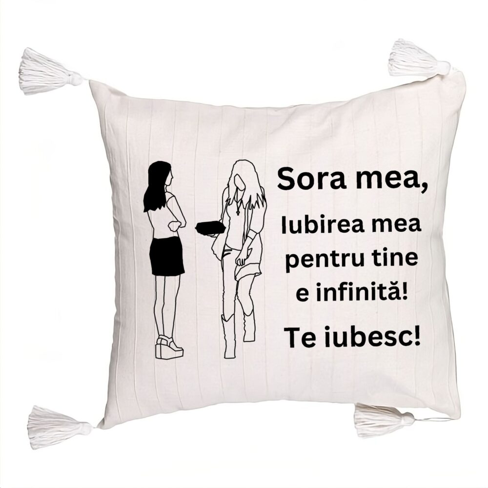 Perna Decorativa cu Franjuri Sora mea 10, 45x45 cm, Cu fermoar 5 Perna Decorativa cu Franjuri Sora mea 10