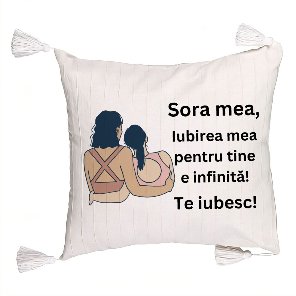 Perna Decorativa cu Franjuri Sora mea 12, 45x45 cm, Cu fermoar 5 Perna Decorativa cu Franjuri Sora mea 12