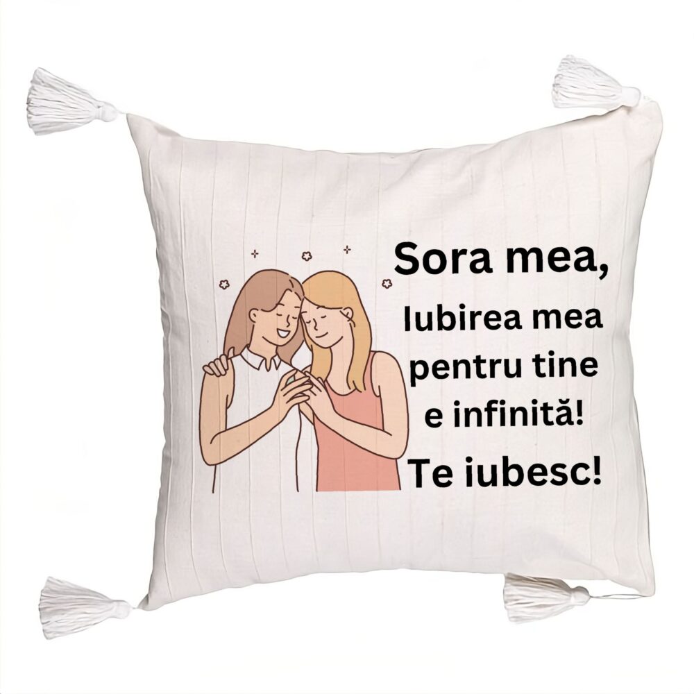Perna Decorativa cu Franjuri Sora mea 13, 45x45 cm, Cu fermoar 5 Perna Decorativa cu Franjuri Sora mea 13