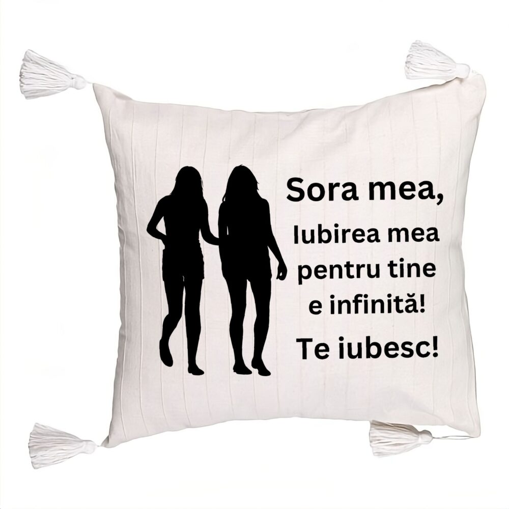 Perna Decorativa cu Franjuri Sora mea 15, 45x45 cm, Cu fermoar 5 Perna Decorativa cu Franjuri Sora mea 15