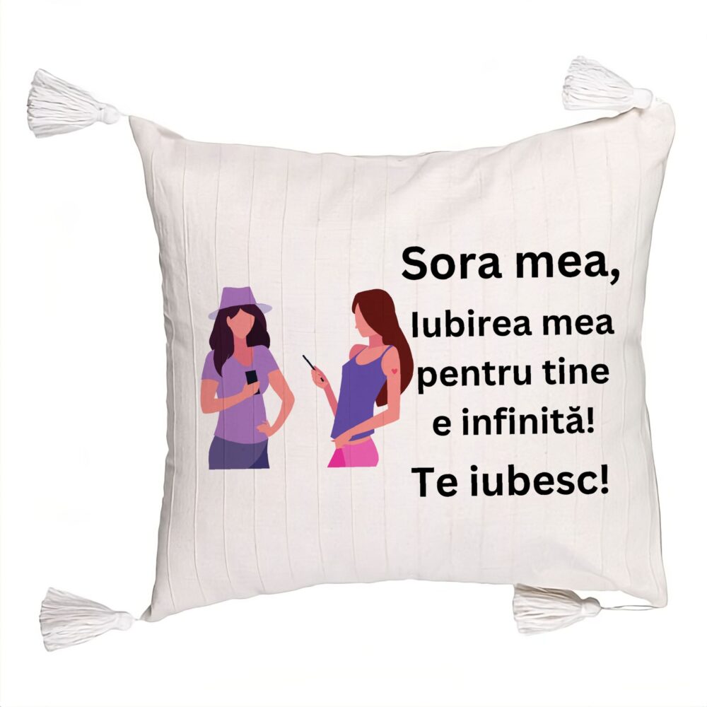 Perna Decorativa cu Franjuri Sora mea 16, 45x45 cm, Cu fermoar 5 Perna Decorativa cu Franjuri Sora mea 16