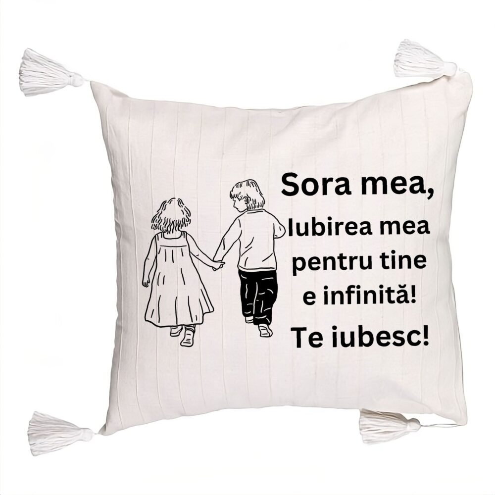 Perna Decorativa cu Franjuri Sora mea 17, 45x45 cm, Cu fermoar 5 Perna Decorativa cu Franjuri Sora mea 17