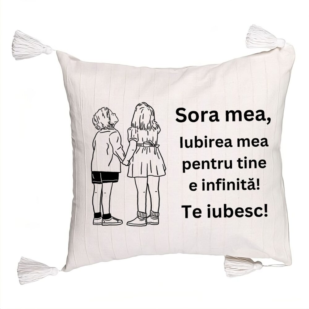 Perna Decorativa cu Franjuri Sora mea 18, 45x45 cm, Cu fermoar 5 Perna Decorativa cu Franjuri Sora mea 18