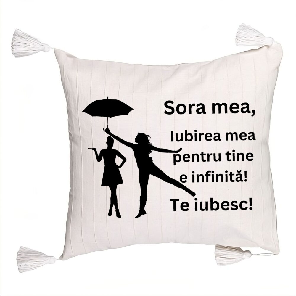 Perna Decorativa cu Franjuri Sora mea 2, 45x45 cm, Cu fermoar 5 Perna Decorativa cu Franjuri Sora mea 2