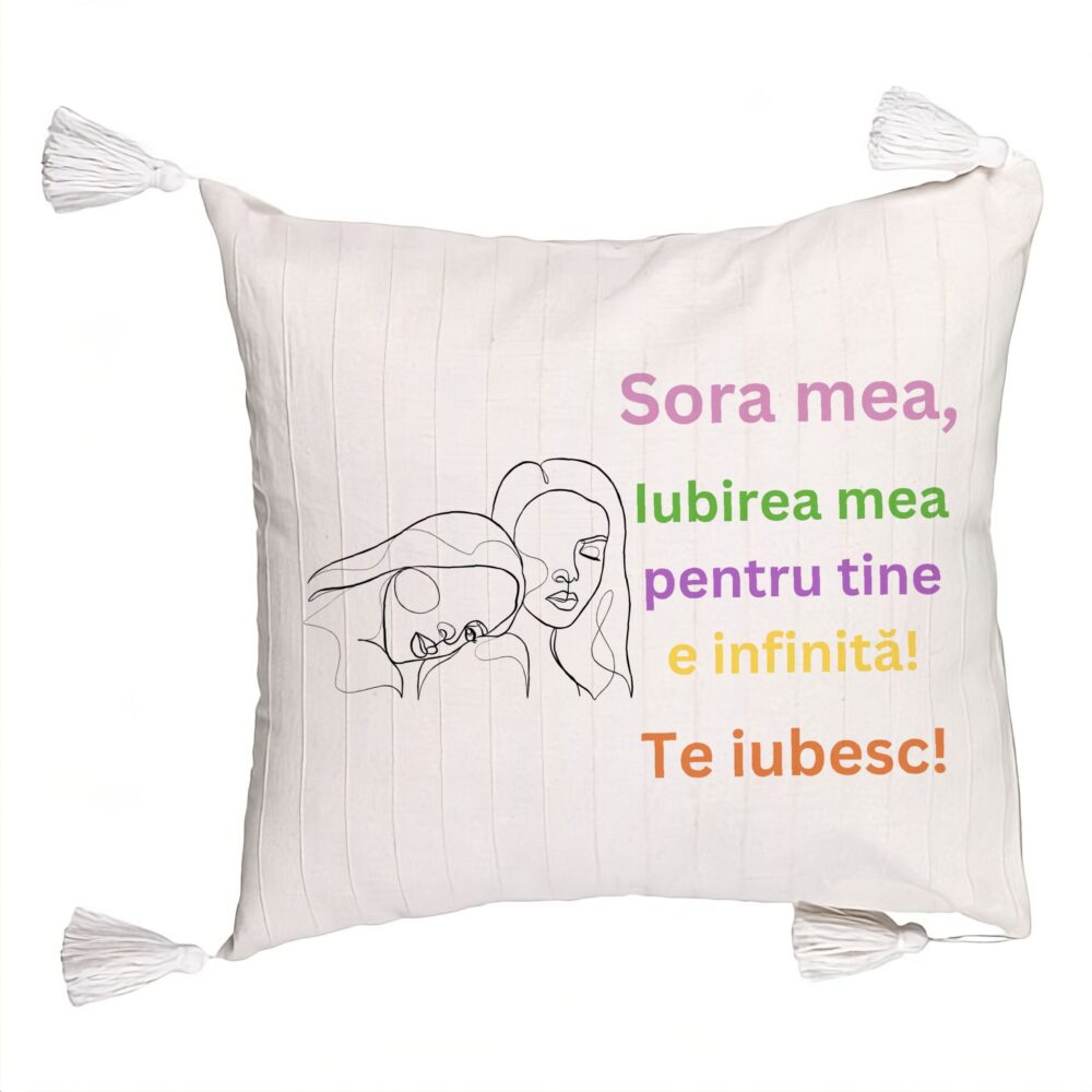 Perna Decorativa cu Franjuri Sora mea 6, 45x45 cm, Cu fermoar 5 Perna Decorativa cu Franjuri Sora mea 6