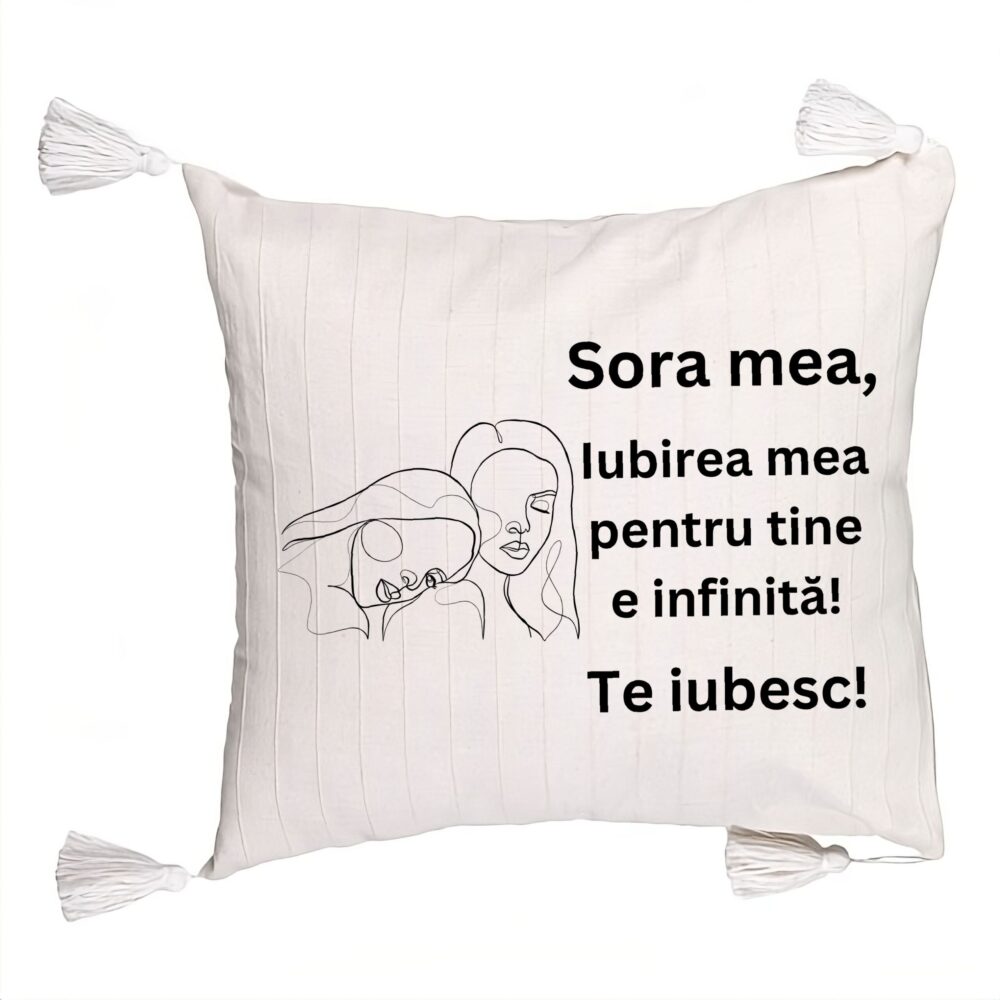 Perna Decorativa cu Franjuri Sora mea 7, 45x45 cm, Cu fermoar 5 Perna Decorativa cu Franjuri Sora mea 7