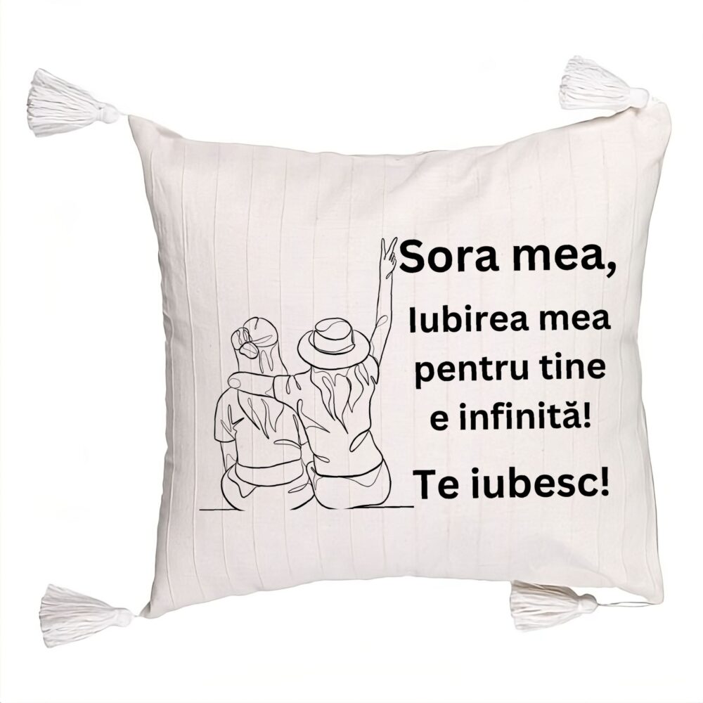 Perna Decorativa cu Franjuri Sora mea 8, 45x45 cm, Cu fermoar 5 Perna Decorativa cu Franjuri Sora mea 8