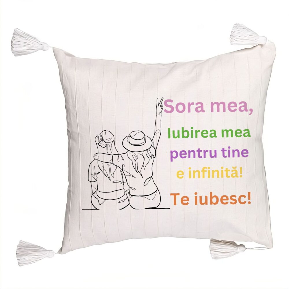 Perna Decorativa cu Franjuri Sora mea 9, 45x45 cm, Cu fermoar 5 Perna Decorativa cu Franjuri Sora mea 9