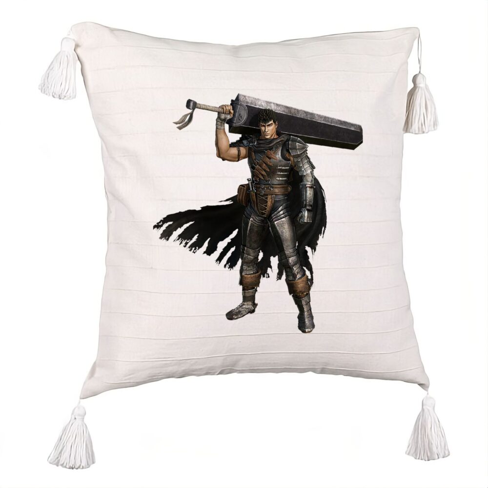 Perna Decorativa cu Franjuri cu Berserk 2, 45x45 cm, Ecru, Cu fermoar 5 Perna Decorativa cu Franjuri cu Berserk 2