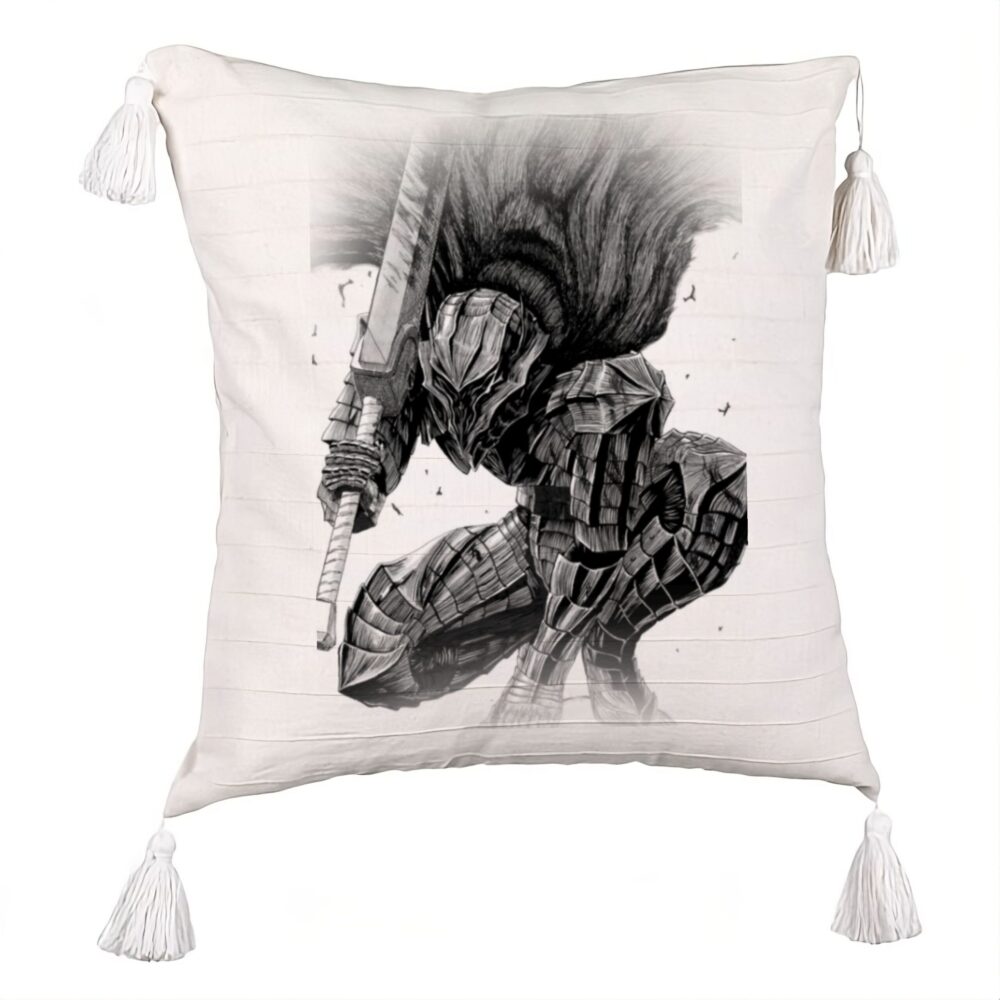 Perna Decorativa cu Franjuri cu Berserk, 45x45 cm, Ecru, Cu fermoar 5 Perna Decorativa cu Franjuri cu Berserk